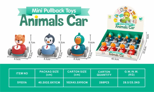 Plastic pull back animal car,pull back car,animal car