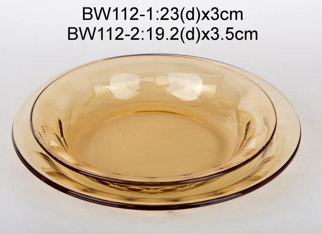 Amber glass soup plate