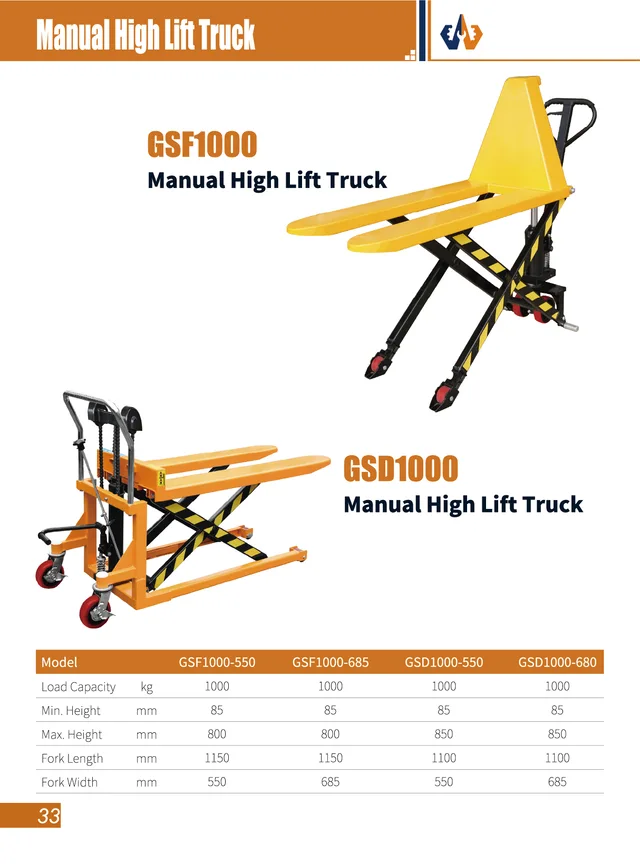 High lift pallet truck