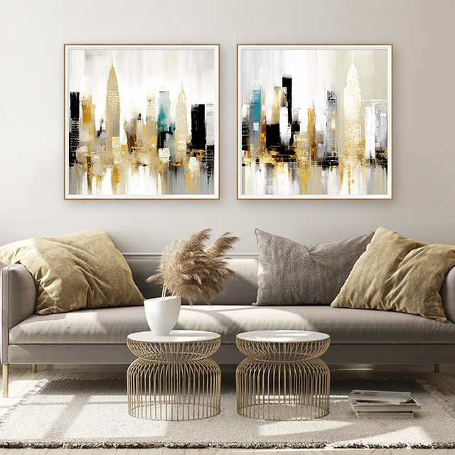 Home Decoration Wall Art Framed Painting Canvas Art with Abstract Hot Sell Designs With Popular Foil