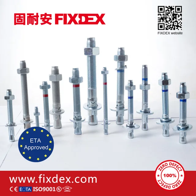 Wedge anchor through bolt (thru bolt) ETA approved FIXDEX wedge anchor bolt manufacturer