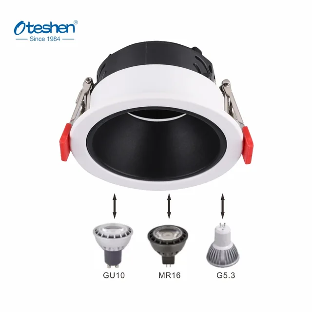 Gu10 Mr16 Aluminum Adjustable Recessed Spotlight fixture Frame Down Light Fixture Holder Fittings