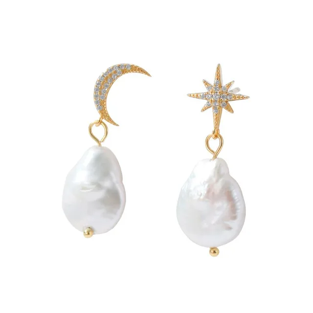 S925 sterling silver natural freshwater Pearl Baroque earrings
