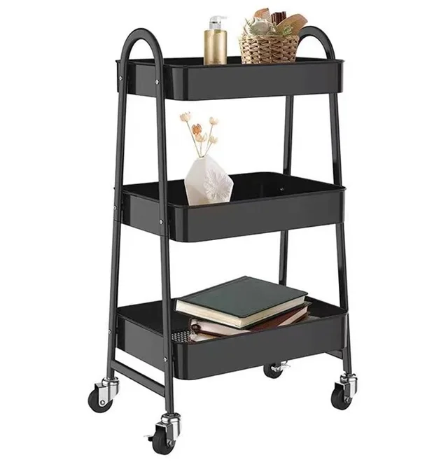Metal trolle with 2 layer,bottom with 4pcs wheel.