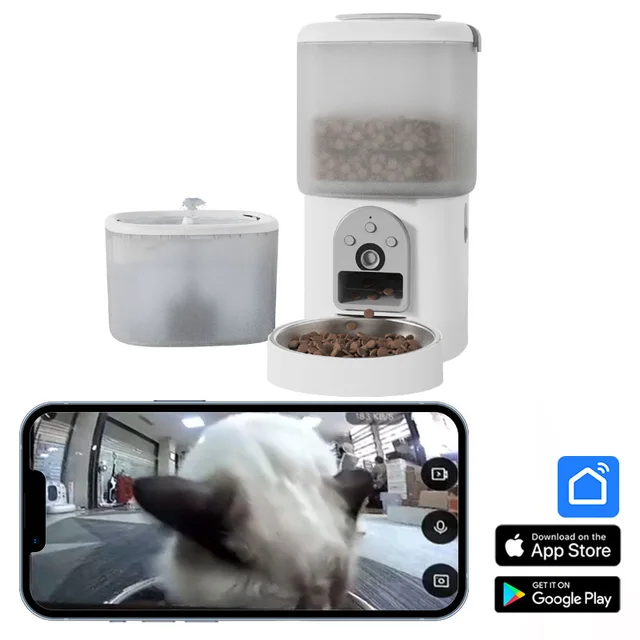 2 in 1 Smart Cat Dog Water Dispenser Automatic Cat Food Feeder