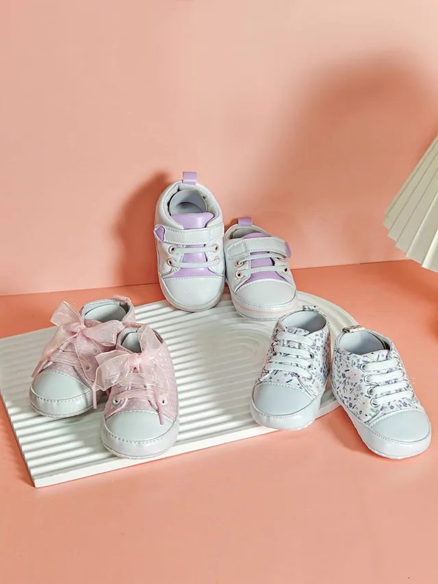 Yuesheng Baby Shoes Princess Lovely Bow Toddler Comfortable Breathable Cotton Canvas Leather Shoes