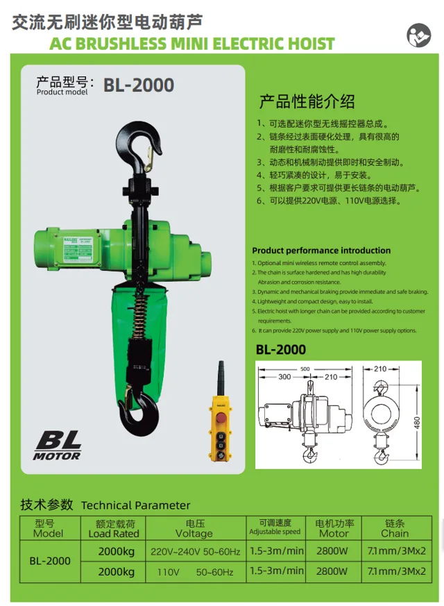 AC Brushless Mini Electric Hoist
