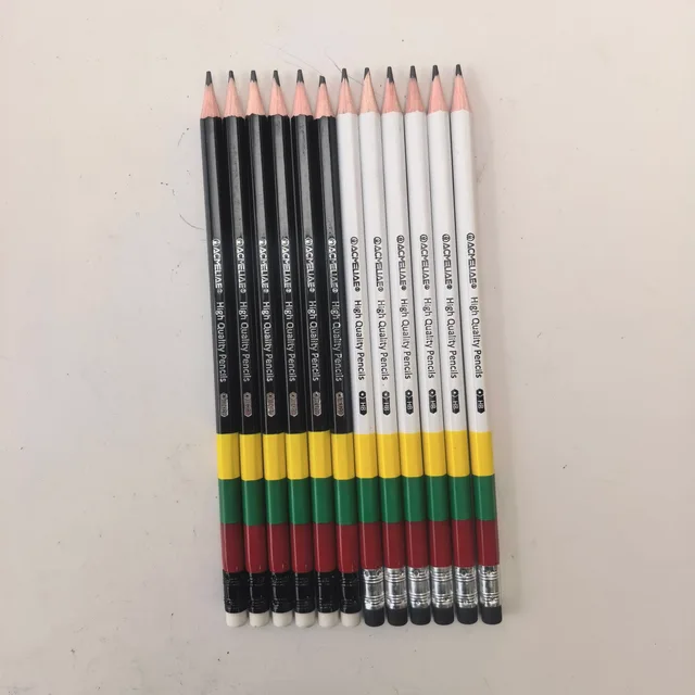 Four colors coating HB pencil with eraser
