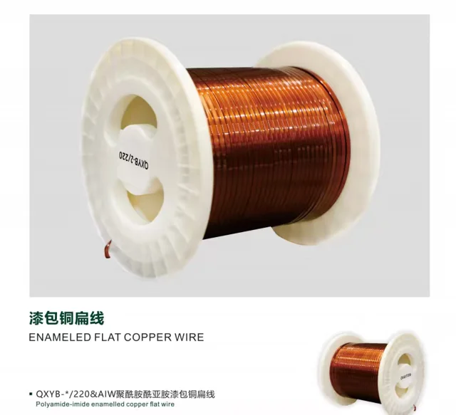 Enameled flat copper wire