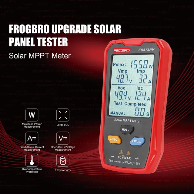 Mppt Power Solar Panel LCD PV Smart Current Voltage Digital Multimeter Photovoltaic Tester Voc