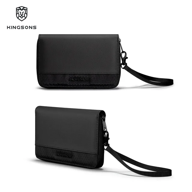 Men Genuine Leather Zipper Wallet Business Casual Style Multiple Card Slots RFID Blocking