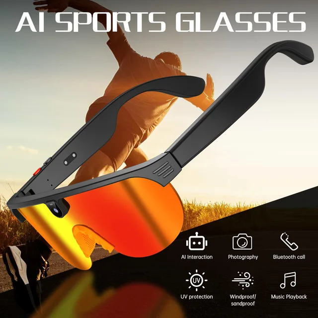New Sports Smart Glasse HD Camera Video Waterproof Translation Music Playback Intelligent Sunglasses