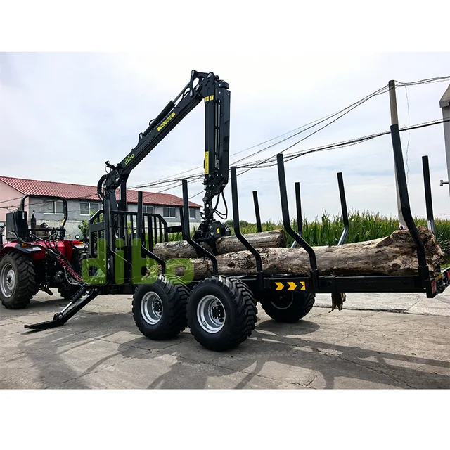 DIBO Log trailers and hydraulic folding boom cranes
