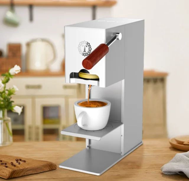 ESE Coffee Machine, 3 cup sizes, solid copper brewing group, touchscreen controls, aluminum alloy