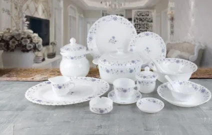 72 Piece White Opal Glass Dinnerware Set