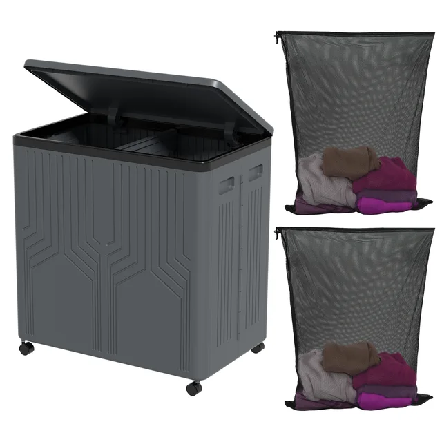 Large double-grid laundry storage basket