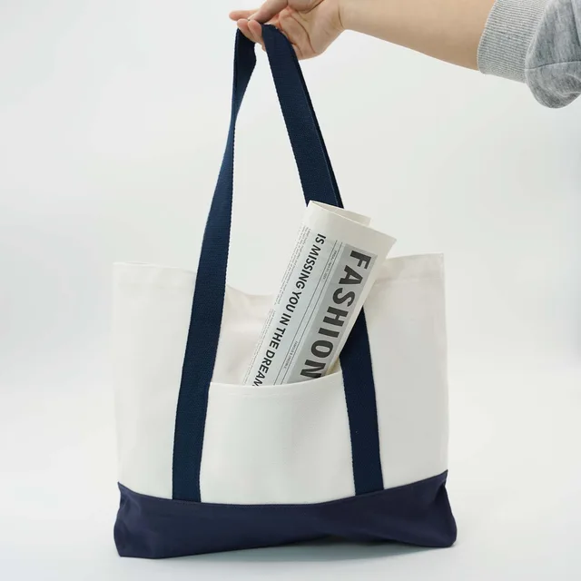 Best Quality Fashion Zipper Canvas Tote Bag Secure Handheld Shopping Bag Customizable Logo