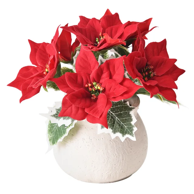 Artificial Poinsettia Potted Plant