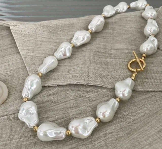 Classic Irregular Shell Bead Baroque OT Buckle Everything Atmospheric Style