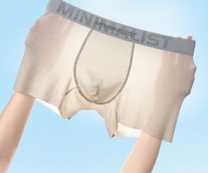 New Men's Ice Silk Boxer Briefs - Summer Thin, Seamless, Antibacterial Breathable Underwear
